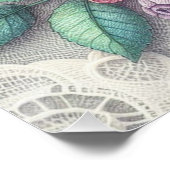 Monogramm Spitze blass rosa lila blaue Rose Poster (Ecke)