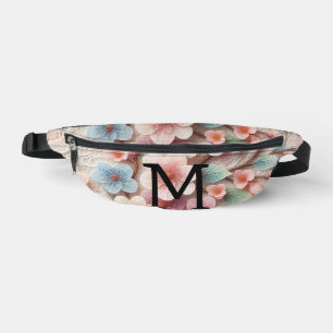 Monogramm Spitze Blütenpinke Pastellblüte Bauchtasche
