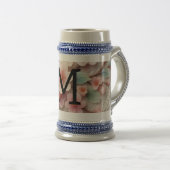 Monogramm Spitze Blütenpinke Pastellblüte Bierglas (VorderseiteRechts)