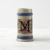 Monogramm Spitze Blütenpinke Pastellblüte Bierglas (Mittel)