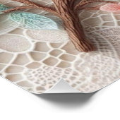 Monogramm Spitze Blütenpinke Pastellblüte Poster (Ecke)