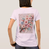Monogramm Spitze Blütenpinke Pastellblüte T-Shirt (Rückseite)