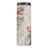Monogramm Spitze Blütenpinke Pastellblüte Thermosbecher (Rückseite)