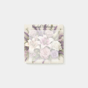 Monogramm-Spitze floral lila Rosen Lavendel Lilien Post-it Klebezettel