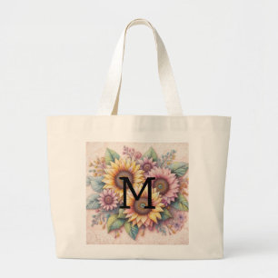 Monogramm-Spitze floral rosa gelb orange Sonnenblu Jumbo Stoffbeutel