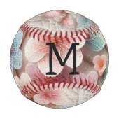 Monogramm-Spitze floral rosa pastell Kirschblüte Baseball (Rückseite)