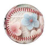 Monogramm-Spitze floral rosa pastell Kirschblüte Baseball (Vorderseite Links)