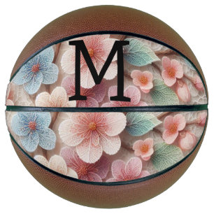 Monogramm-Spitze floral rosa pastell Kirschblüte Basketball