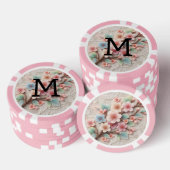 Monogramm-Spitze floral rosa pastell Kirschblüte Pokerchips (Stapel)