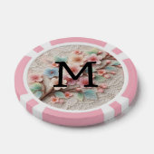 Monogramm-Spitze floral rosa pastell Kirschblüte Pokerchips (Einzeln)