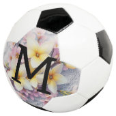 Monogramm-Spitze rosa und gelbe Frühlingsblumen Fußball (Dreiviertel)