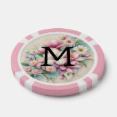 Monogramm-Spitze rosa violette Magnolienblüten Pokerchips (Einzeln)