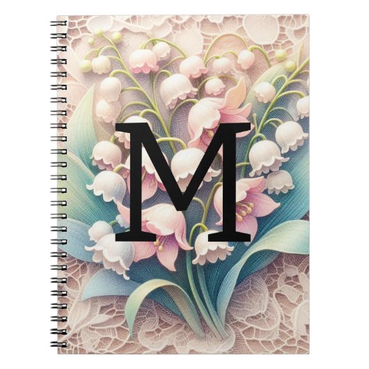 Monogramm-Spitze weiße Maiglöckchen-Blumen  Notizblock (Vorderseite)