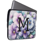 Monogramm Spitzen Blumenrosa lila Stiefmütterchen  Laptopschutzhülle (Vorne Rechts)