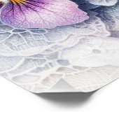 Monogramm Spitzen Blumenrosa lila Stiefmütterchen Poster (Ecke)