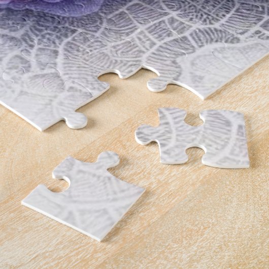 Monogramm Spitzen Blumenrosa lila Stiefmütterchen Puzzle (Seite)