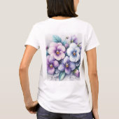 Monogramm Spitzen Blumenrosa lila Stiefmütterchen  T-Shirt (Rückseite)