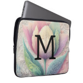 Monogramm Spitzen Blütenrosa lila blaue Tulpenlipp Laptopschutzhülle (Vorne Rechts)