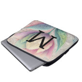 Monogramm Spitzen Blütenrosa lila blaue Tulpenlipp Laptopschutzhülle (Vorne Knopf)