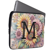 Monogramm Spitzen Floralrosa Gelb-Orangenblüten Laptopschutzhülle (Vorne Rechts)