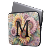 Monogramm Spitzen Floralrosa Gelb-Orangenblüten Laptopschutzhülle (Vorderseite Links)