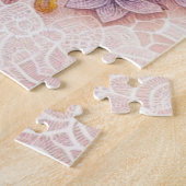 Monogramm Spitzen Floralrosa Gelb-Orangenblüten Puzzle (Seite)