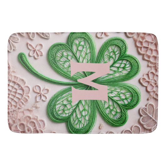 Monogramm Spitzen-grünes Kleeblatt St Patrick's Da Badematte (Vorderseite)