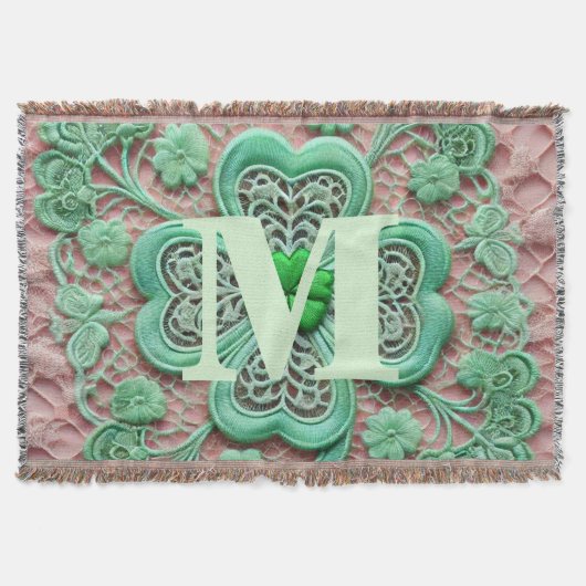 Monogramm Spitzen-grünes Kleeblatt St Patrick's Da Decke (Vorderseite)