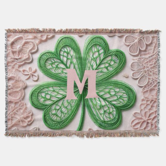 Monogramm Spitzen-grünes Kleeblatt St Patrick's Da Decke (Vorderseite)