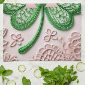 Monogramm Spitzen-grünes Kleeblatt St Patrick's Da Geschirrtuch (Gefaltet)