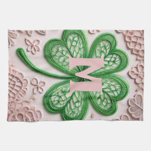 Monogramm Spitzen-grünes Kleeblatt St Patrick's Da Geschirrtuch