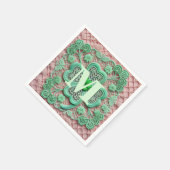 Monogramm Spitzen-grünes Kleeblatt St Patrick's Da Serviette (Ecke)
