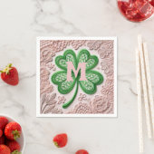 Monogramm Spitzen-grünes Kleeblatt St Patrick's Da Serviette (Beispiel)