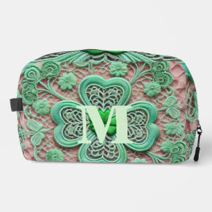 Monogramm Spitzen-grünes Kleeblatt St Patrick's Da Waschbeutel