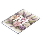 Monogramm Spitzen lila Rose Lavendellilie Notizblock (Linke Seite)