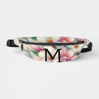Monogramm Spitzen rosa lila Magnolien Blume Bauchtasche