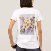 Monogramm Spitzen rosa und gelbe Frühlingsblumen T-Shirt (Rückseite)