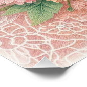 Monogramm Spitzenblütenblütenblütenblauer Poster (Ecke)