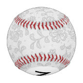 Monogramm Spitzenmuster, Blume Vintag 1 Baseball (Rückseite)