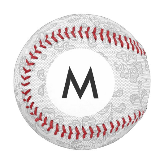 Monogramm Spitzenmuster, Blume Vintag 1 Baseball (Vorderseite Links)