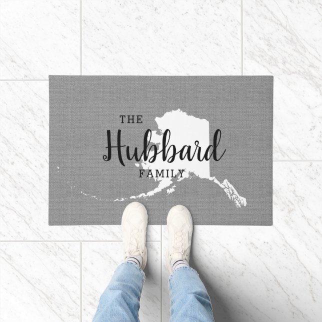 Monogramm-Staat der Alaska-Familie Doormat Fußmatte (Indoor)