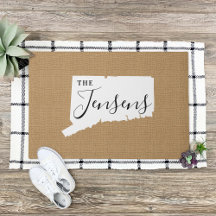 Monogramm-Staat der Connecticut-Familie Doormat