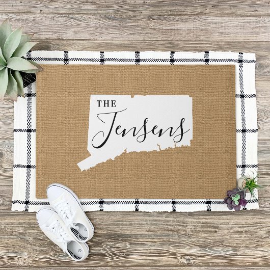 Monogramm-Staat der Connecticut-Familie Doormat Fußmatte