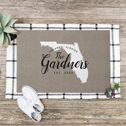 Monogramm-Staat der Florida-Familie Doormat Fußmatte