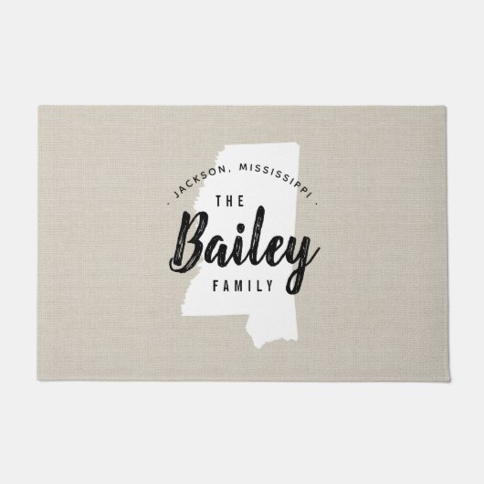 Monogramm-Staat der Mississippi-Familie Doormat Fußmatte (Vorderseite)