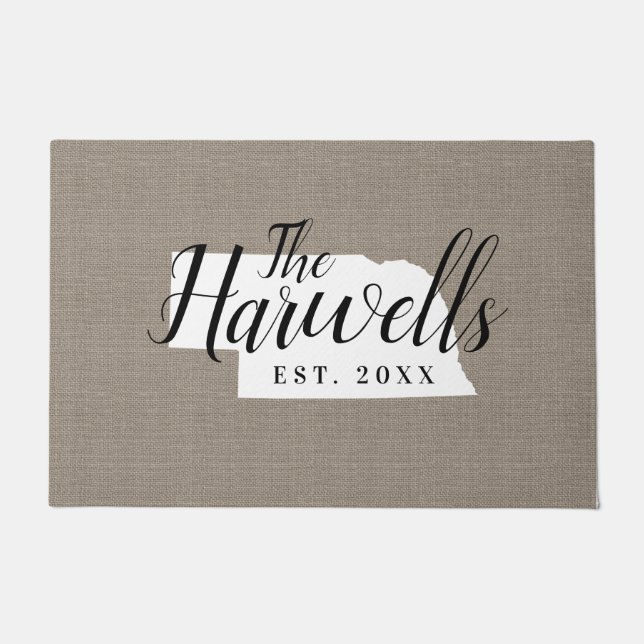 Monogramm-Staat der Nebraska-Familie Doormat Fußmatte (Vorderseite)