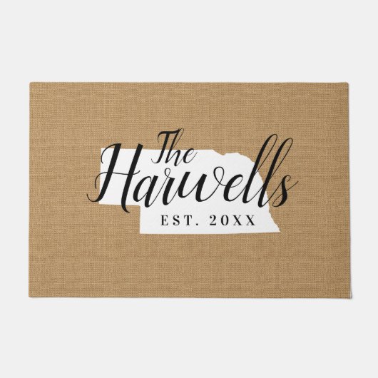 Monogramm-Staat der Nebraska-Familie Doormat Fußmatte (Vorderseite)