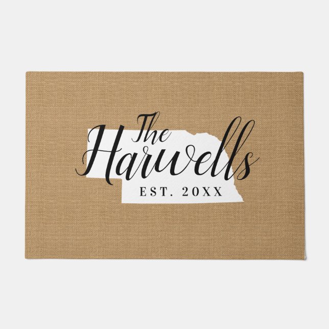 Monogramm-Staat der Nebraska-Familie Doormat Fußmatte (Vorderseite)