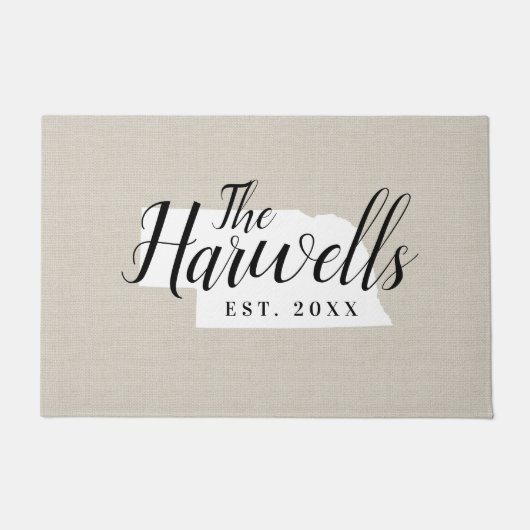 Monogramm-Staat der Nebraska-Familie Doormat Fußmatte (Vorderseite)