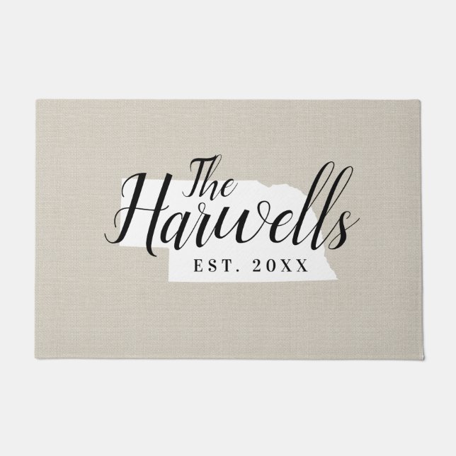 Monogramm-Staat der Nebraska-Familie Doormat Fußmatte (Vorderseite)